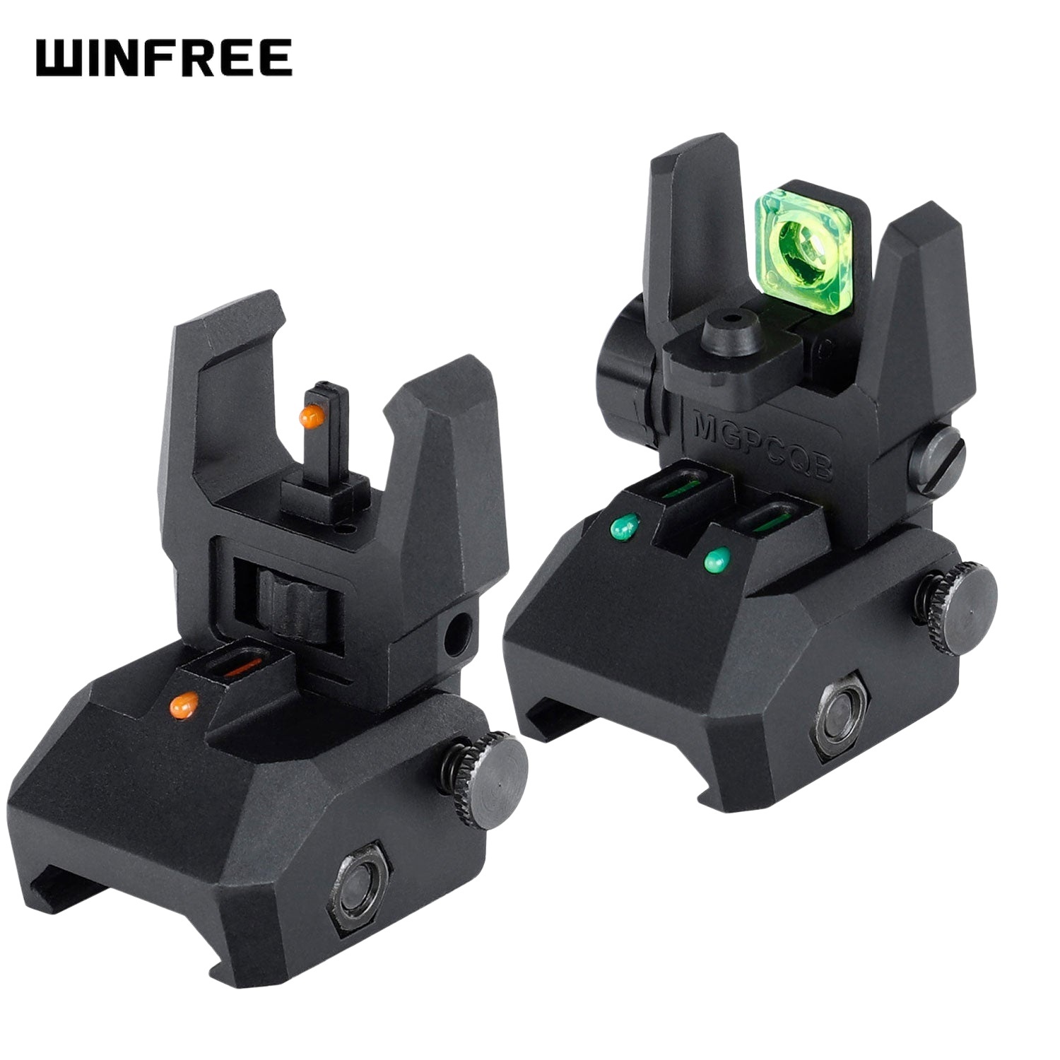 WINFREE Bulk buying! Polymer AR Flip Up Sights with Red Green Fiber Optic Dots