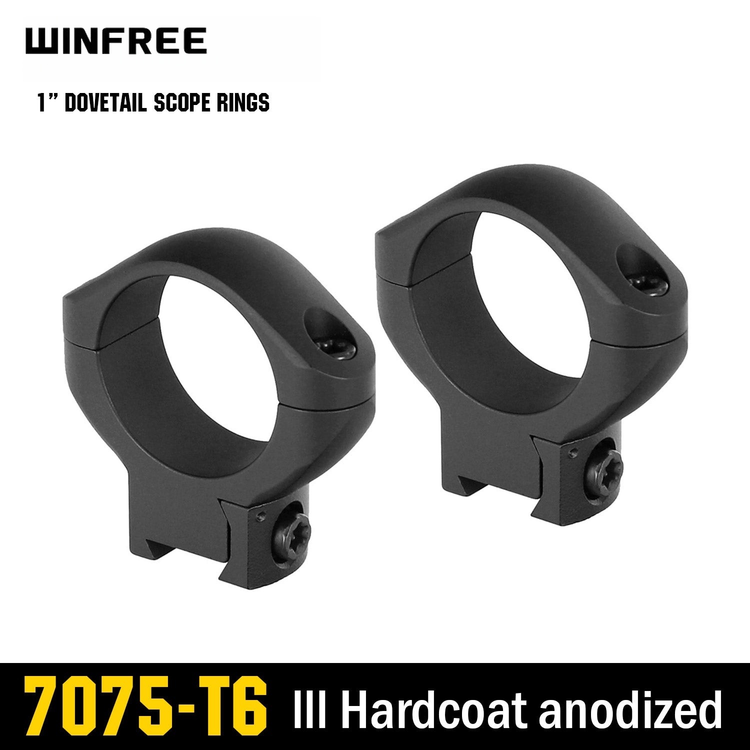WINFREE ® Pro 7075 Aluminum 1 inch Dovetail Scope Rings - Low Profile