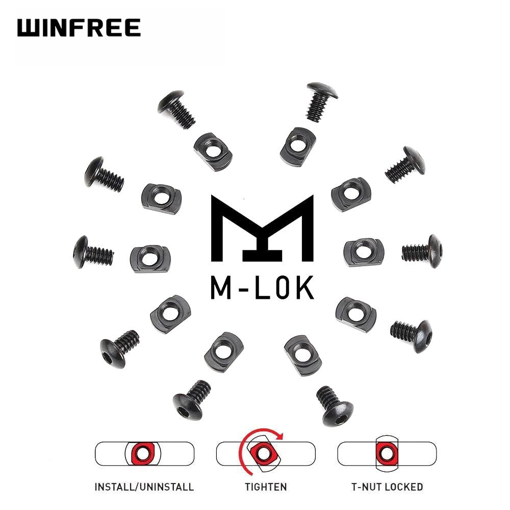 WINFREE M-LOK Screw T-Nut Replacement Set mlok Hardware for Rail Sections 10-Pack