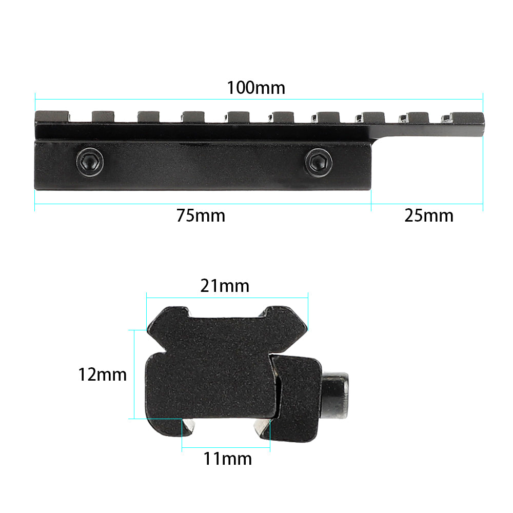 WINFREE ® 11mm Dovetail to Picatinny Rail Adapter Convert Mount with Stop Pin - 9 Slot - Image 3