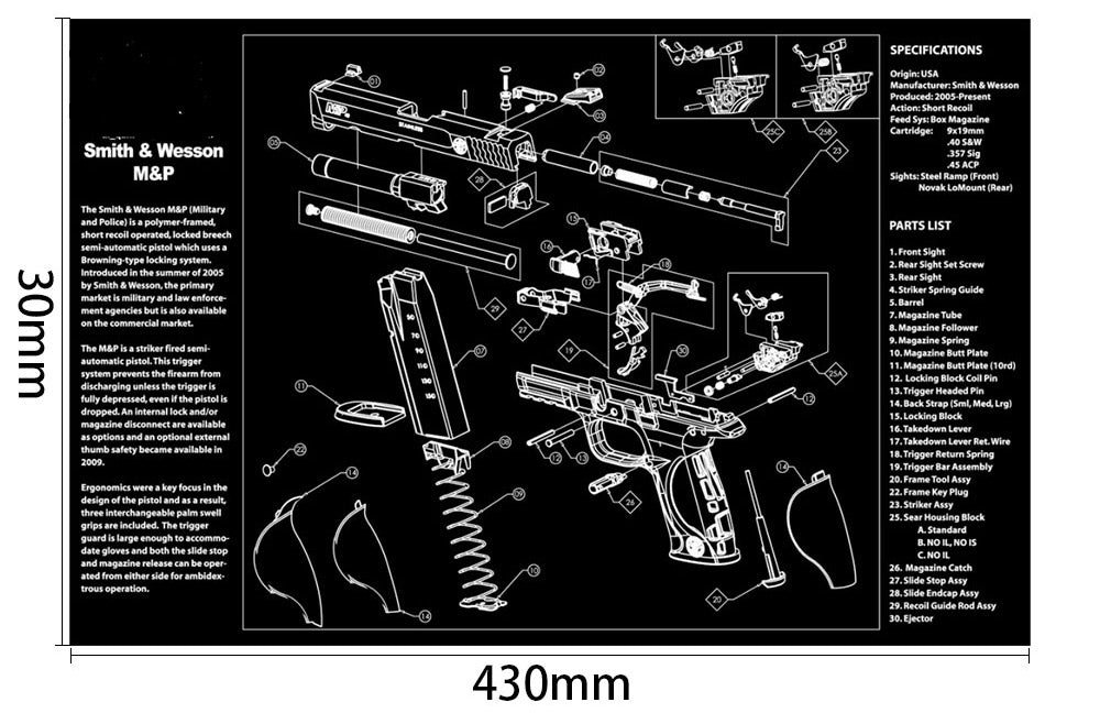 WINFREE Armorers Bench Mat Cleaning Mat with Gun Split Picture Parts Diagram & Instructions for AR-15 AK47 - Image 18