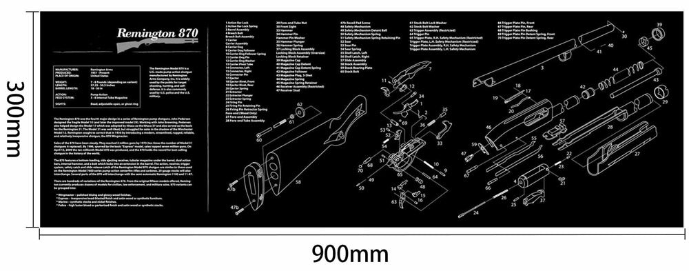 WINFREE Armorers Bench Mat Cleaning Mat with Gun Split Picture Parts Diagram & Instructions for AR-15 AK47 - Image 8