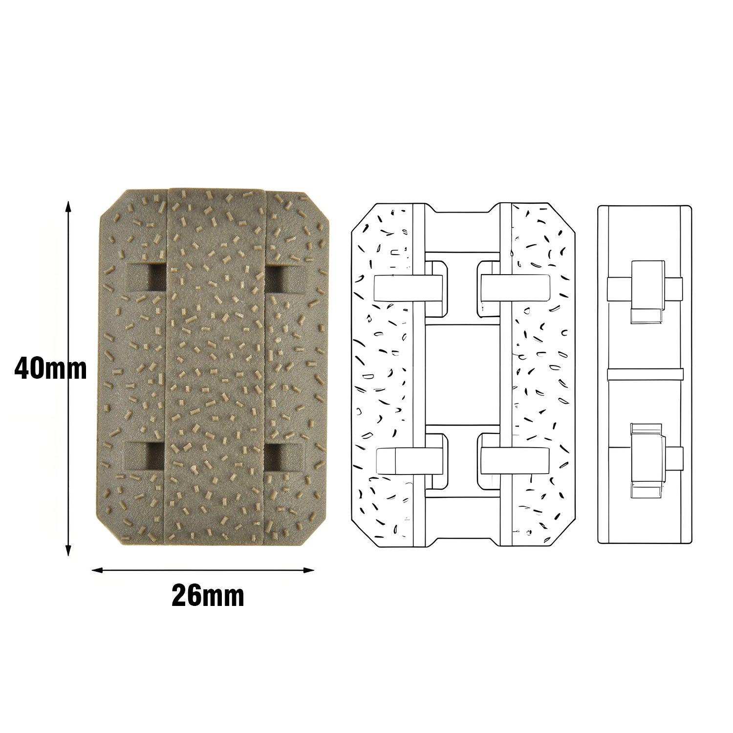 WINFREE ® M-LOK Rail Covers Snap-in Handguard Cover - fde, 12 PCS - Image 3