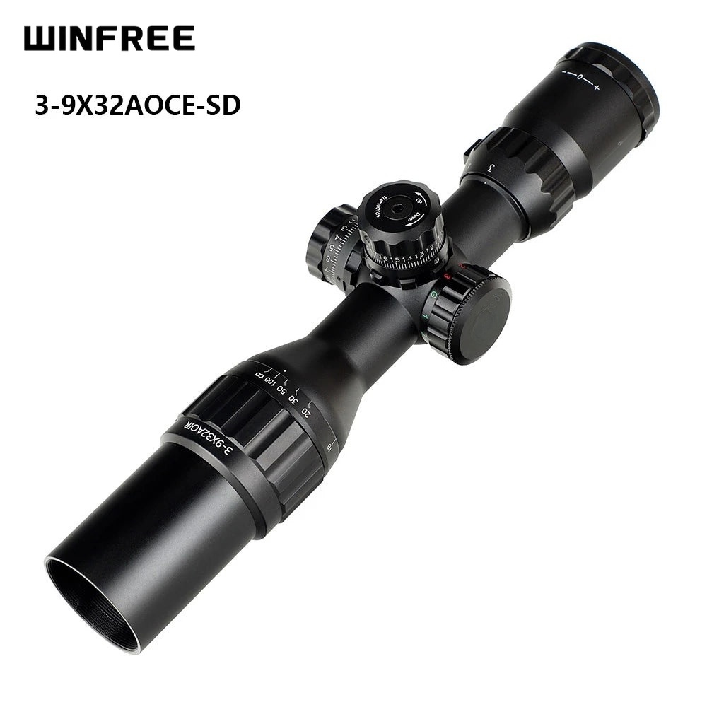 WINFREE 3-9X32 AOCE Compact Rifle Scope 1/2 Half Mil Dot Illuminated RG Turrets Locking with Sunshade - Image 12