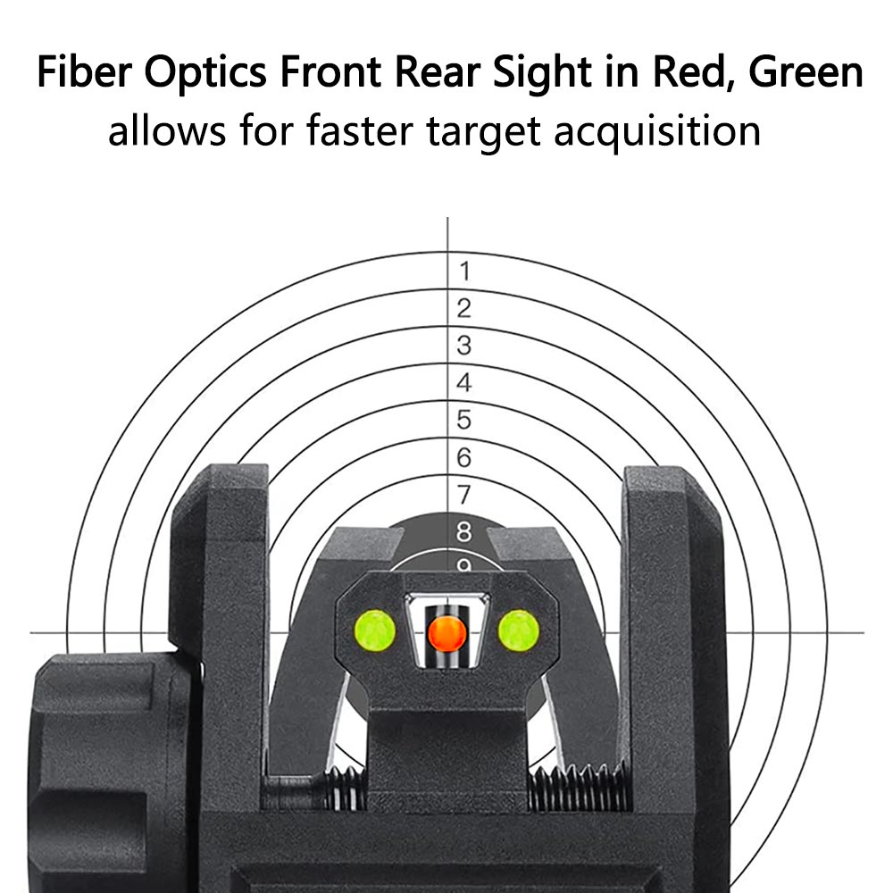 WINFREE® Polymer Flip up Sights Armor Style Front Rear Sight Set with Fiber Optic for AR15/M16 - Image 9