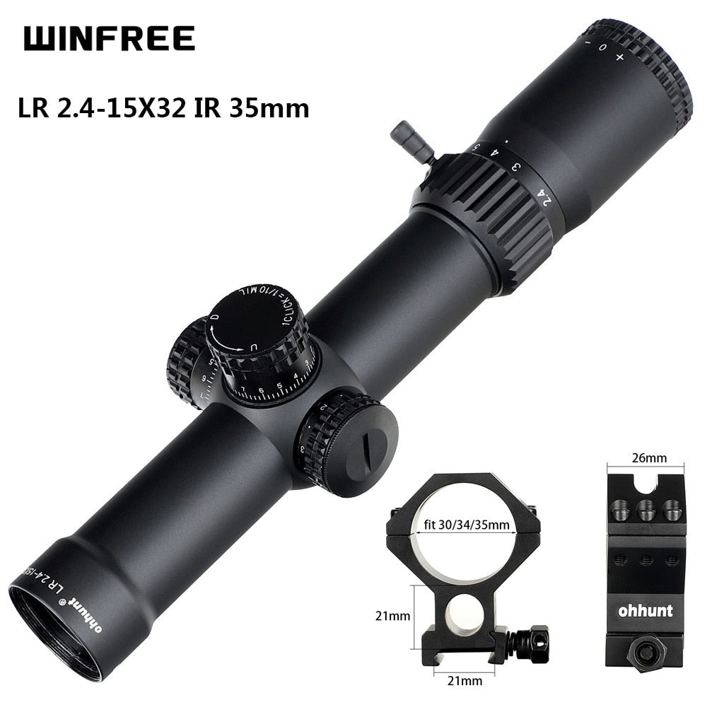 WINFREE LR 2.4-15X32 Compact Rifle Scope 35mm Tube Tactical Optics - Image 15
