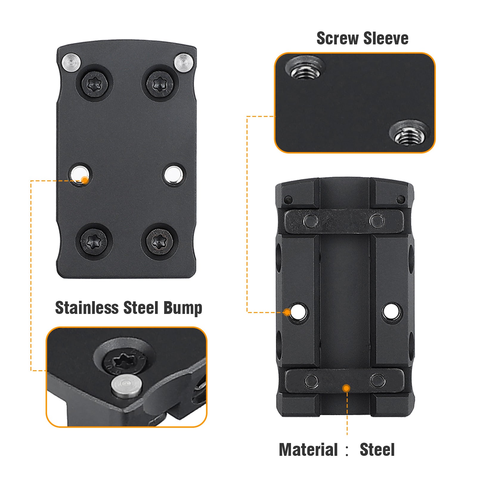 WINFREE Universal Shotgun Ventilated Rib Mount Adapter Plate for RMR Footprint Red Dot Sight - Image 3