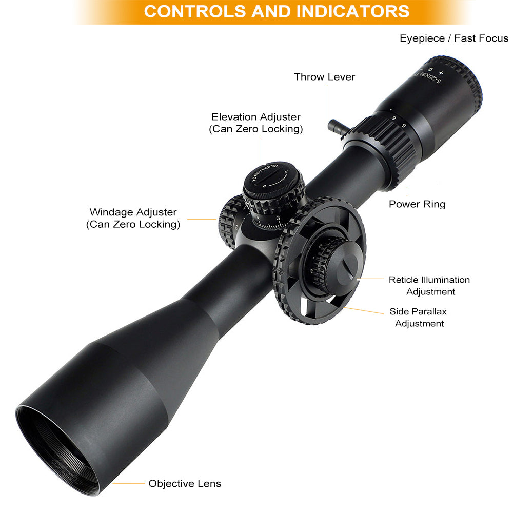 WINFREE® LR 5-25X50 SFIR FFP Long Range Rifle Scopes with Sunshade - Image 7