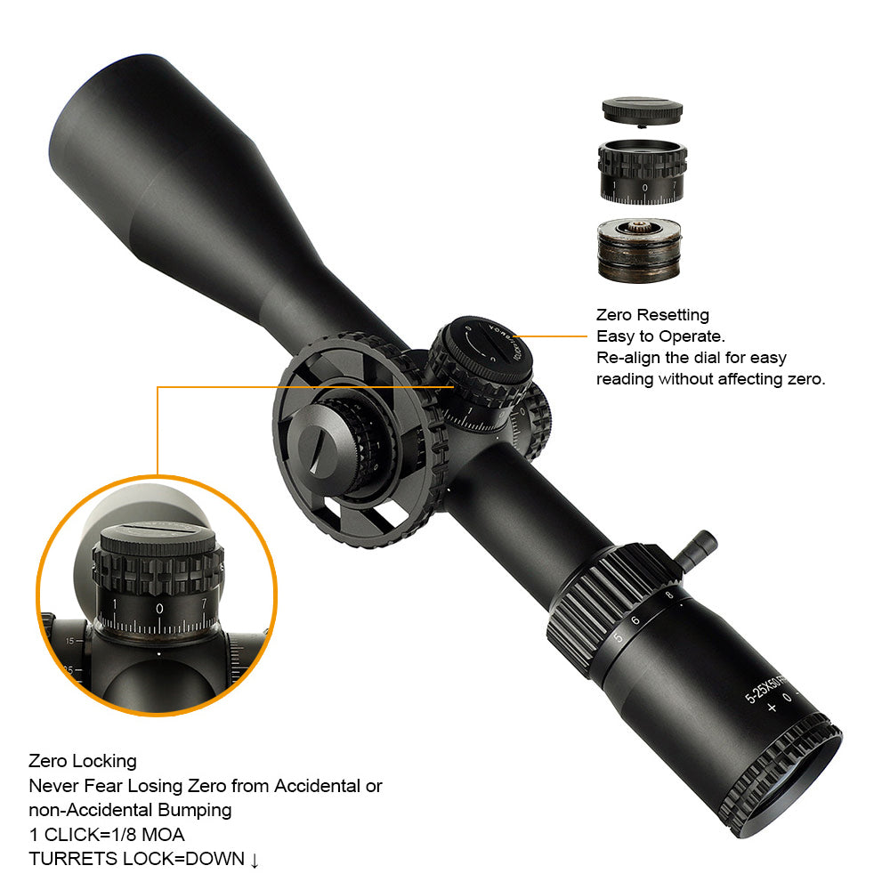 WINFREE® LR 5-25X50 SFIR FFP Long Range Rifle Scopes with Sunshade - Image 8