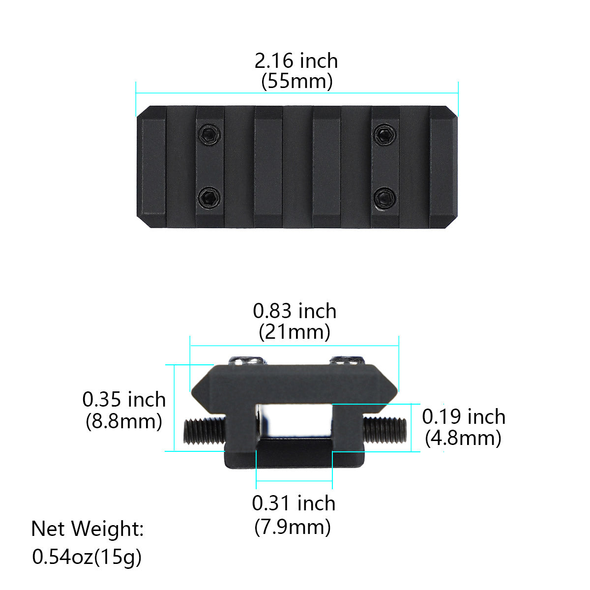WINFREE ® Universal Shotgun Accessories Picatinny Ventilated Rib Mount Adapter - 5 Slot - Image 3