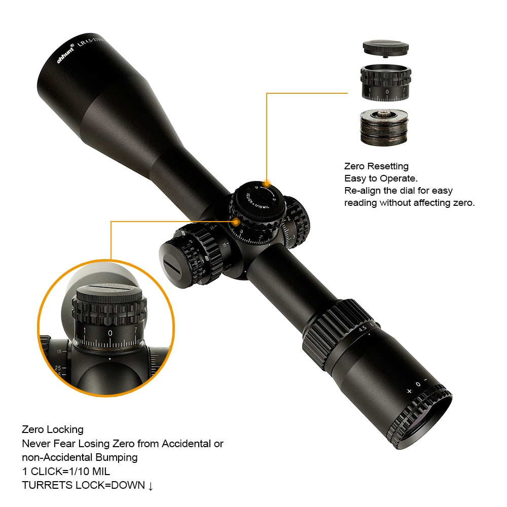 WINFREE® LR 4.5-27x50 SFIR Long Range Rifle Scope Mil Dot Glass Etched Reticle Red Illumination Side Parallax Turrets Lock Reset - Image 8
