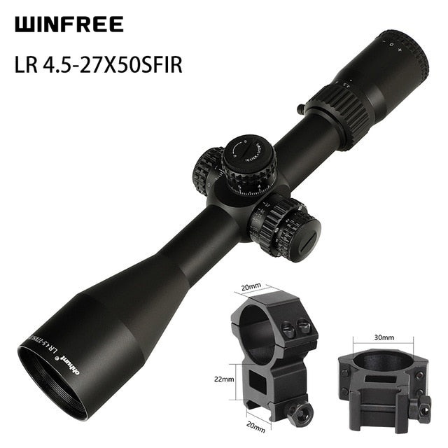 WINFREE® LR 4.5-27x50 SFIR Long Range Rifle Scope Mil Dot Glass Etched Reticle Red Illumination Side Parallax Turrets Lock Reset - Image 18