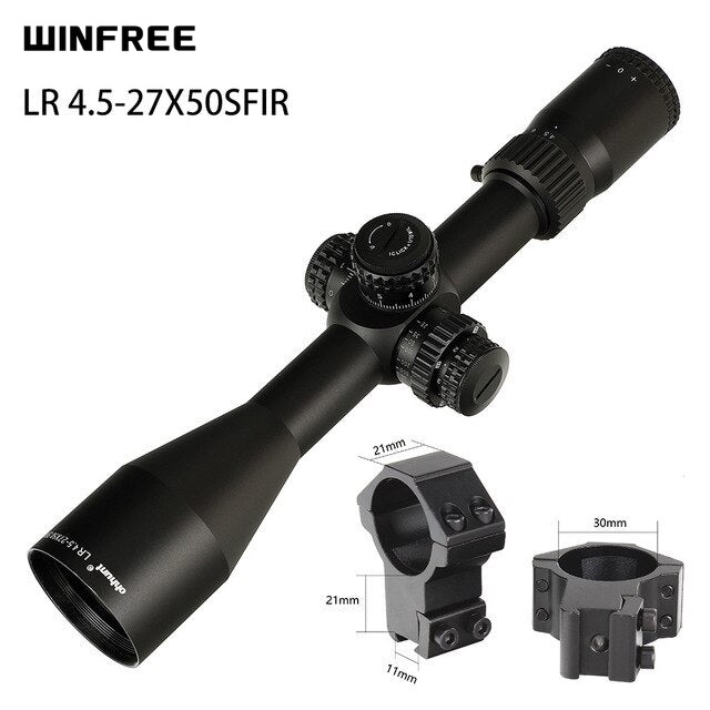 WINFREE® LR 4.5-27x50 SFIR Long Range Rifle Scope Mil Dot Glass Etched Reticle Red Illumination Side Parallax Turrets Lock Reset - Image 21