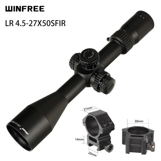 WINFREE® LR 4.5-27x50 SFIR Long Range Rifle Scope Mil Dot Glass Etched Reticle Red Illumination Side Parallax Turrets Lock Reset - Image 20
