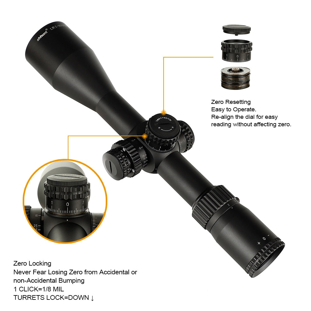 WINFREE® LR 2-16x50 SFIR Tactical Rifle Scope Glass Etched Reticle Side Parallax Turrets Lock Reset Large Hand Wheel - Image 7