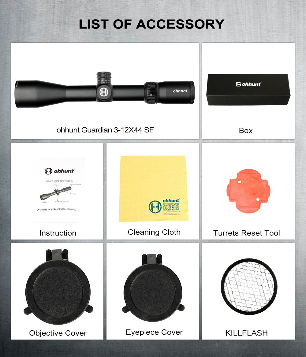 WINFREE Guardian 3-12X44 SF Hunting Rifle Scope 1/2 Half Mil Dot Reticle Side Parallax Turrets Lock Reset Tactical - Image 19