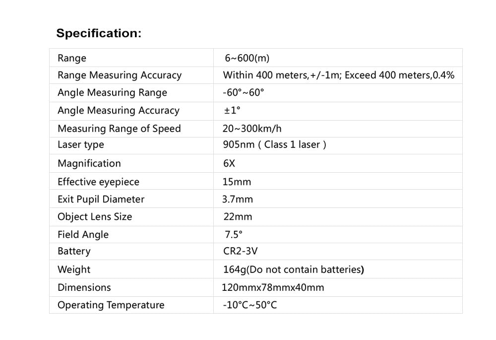 WINFREE 6X Rangefinders 600M Monocular Multifunction LRF Range Finder Distance Meter Echo Sounder - Image 21