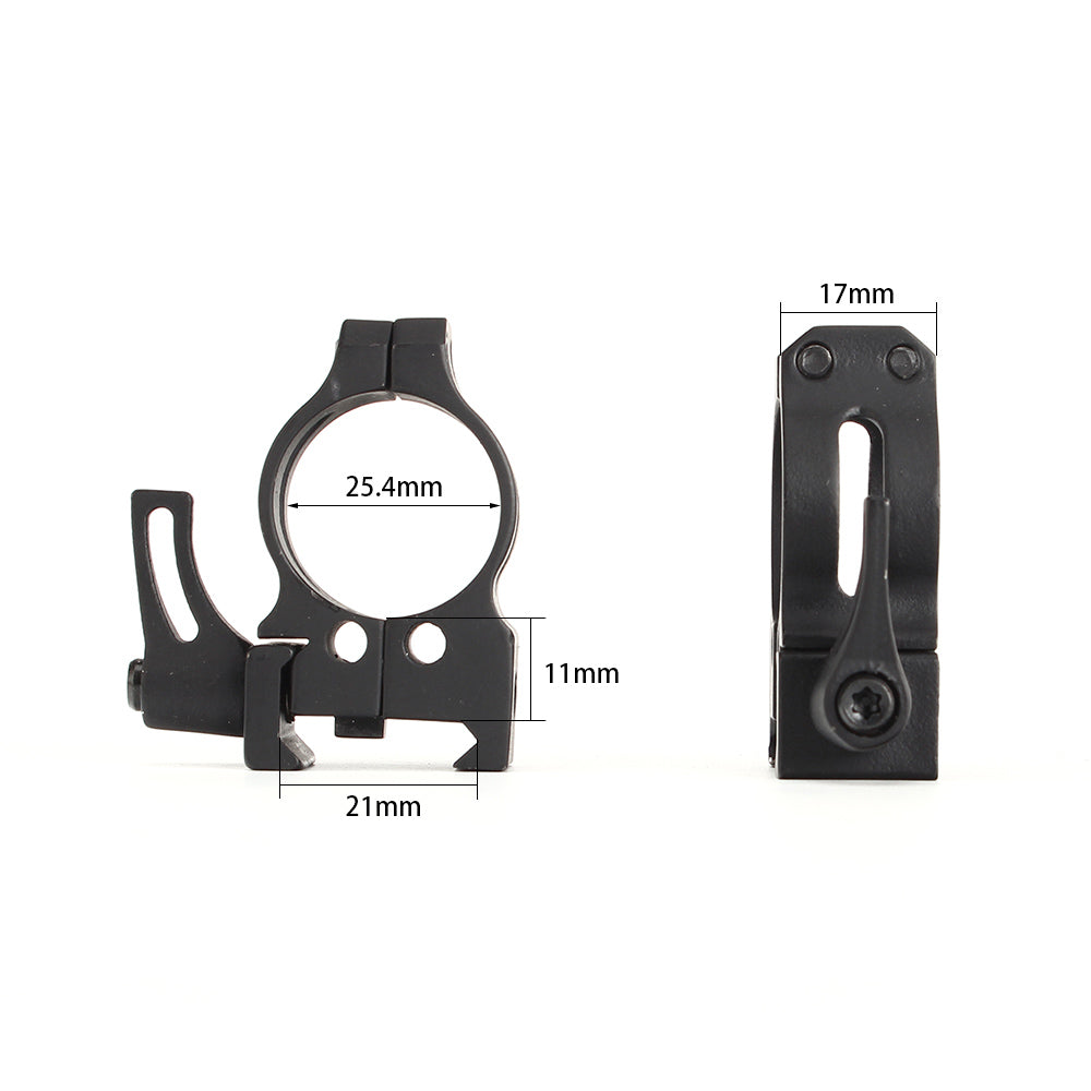 WINFREE ® Cast Steel 1 inch Quick Release Scope Rings Mount - Low Profile - Image 2
