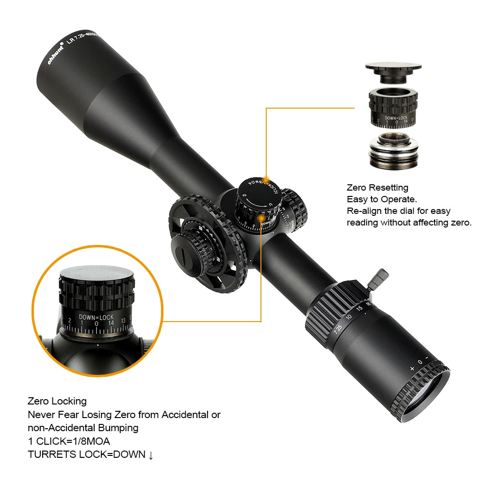 WINFREE LR 7.25-40X50 SFIR Red Illumination Hunting Riflescope Glass Etched Reticle Side Parallax Turret Lock Reset - Image 7