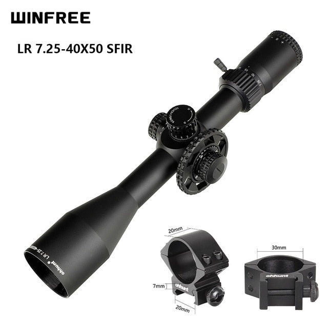 WINFREE LR 7.25-40X50 SFIR Red Illumination Hunting Riflescope Glass Etched Reticle Side Parallax Turret Lock Reset - Image 21