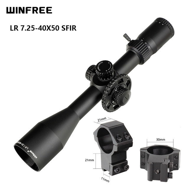 WINFREE LR 7.25-40X50 SFIR Red Illumination Hunting Riflescope Glass Etched Reticle Side Parallax Turret Lock Reset - Image 20