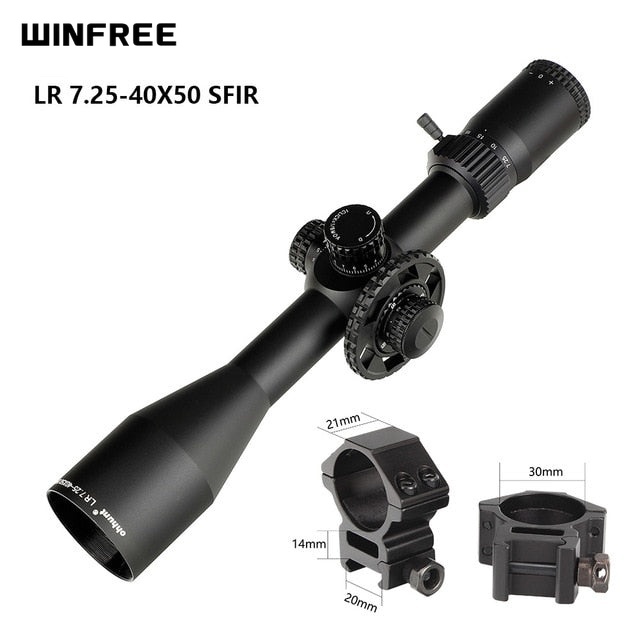 WINFREE LR 7.25-40X50 SFIR Red Illumination Hunting Riflescope Glass Etched Reticle Side Parallax Turret Lock Reset - Image 22