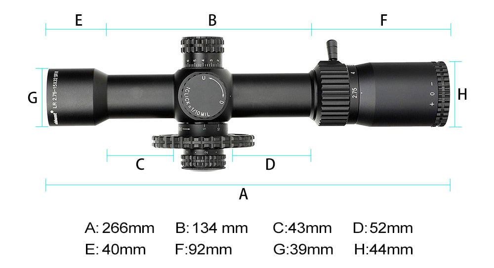 WINFREE LR 2.75-15X32 SFIR Tactical Rifle Scope with Red Illumination Side Parallax Glass Etched Reticle Turret Lock Reset - Image 16
