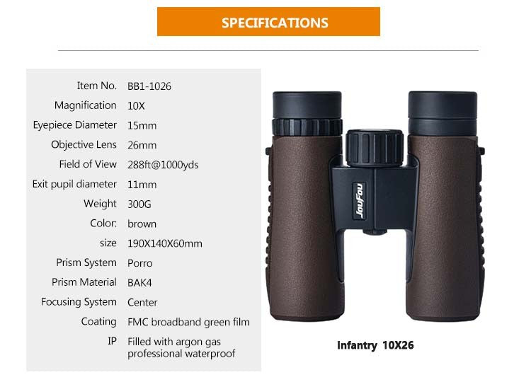 WINFREE® 10x26 Portable Wide-angle Telescope Optics Camping Travel Binoculars - Image 10