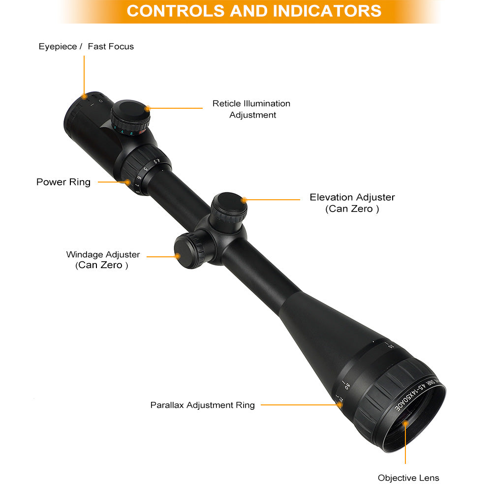 WINFREE® 4.5-14x50 AOE Hunting Rifle Scope Red Special Cross Glass Etched Reticle - Image 10