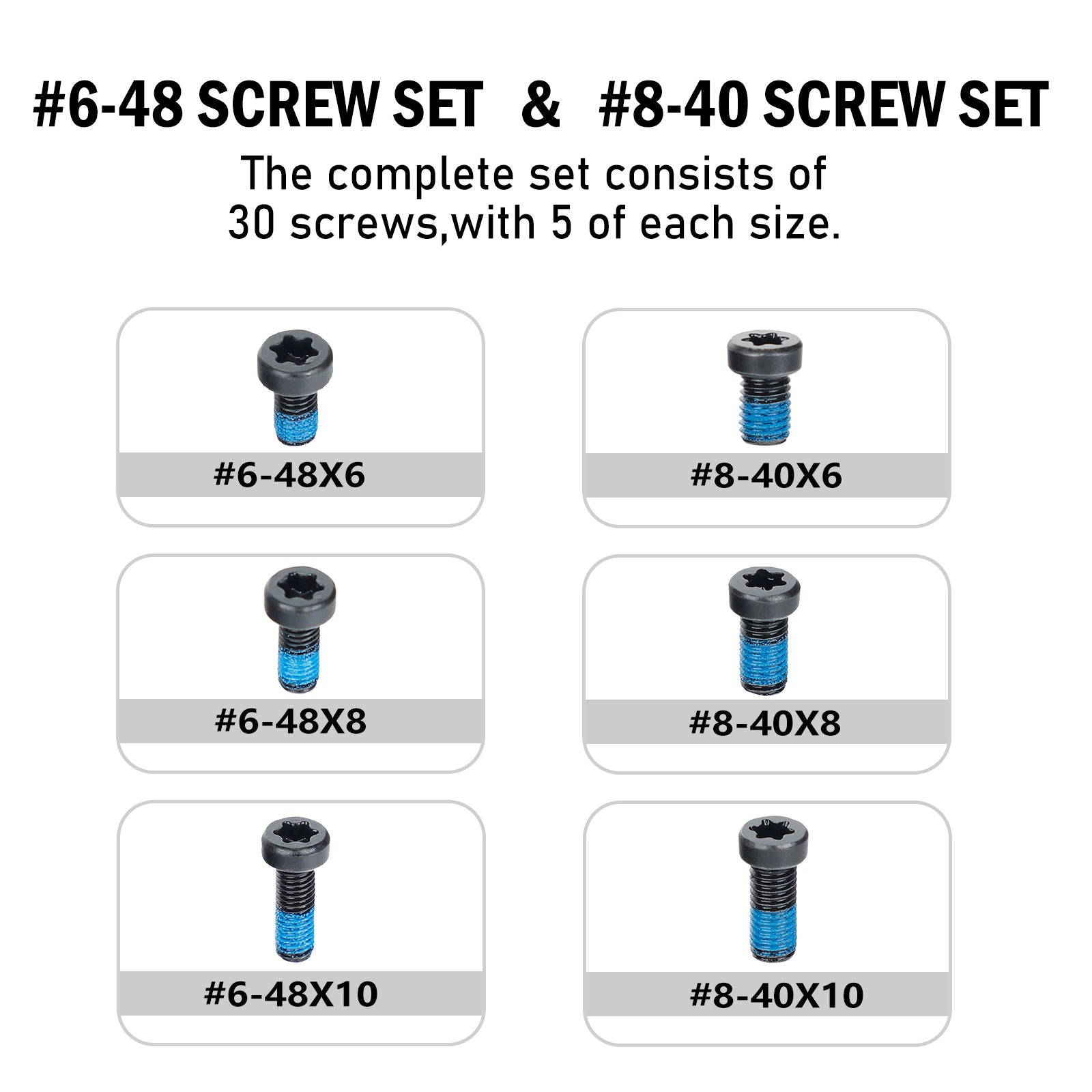 WINFREE Picatinny Rail Mounts Screws Standard Cap Head T15 Torx Include #6-48 and #8-40 Screws - Image 2