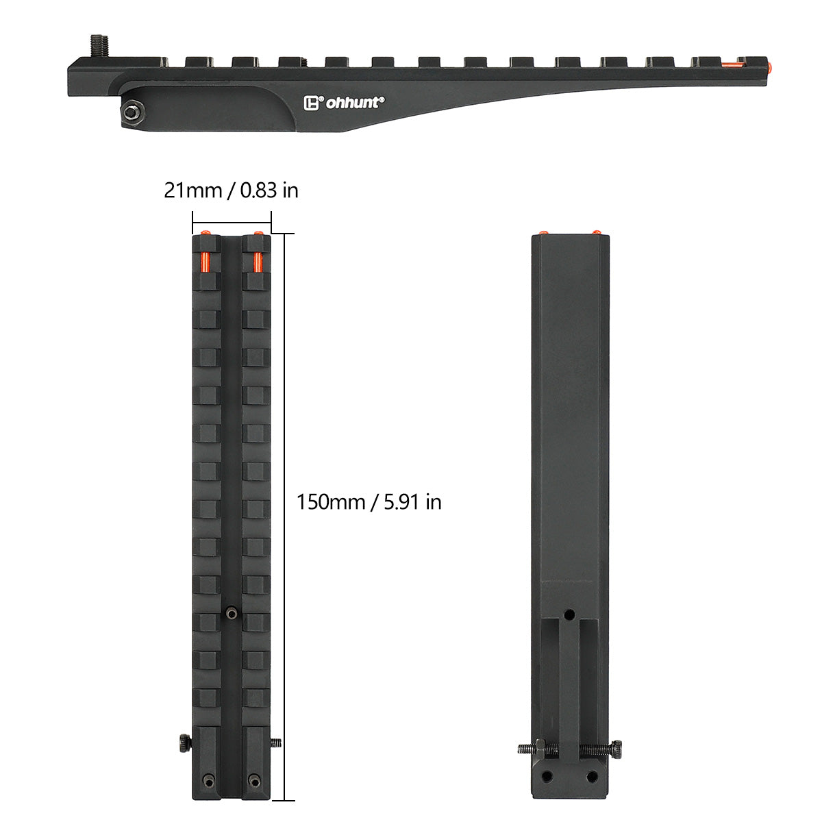 WINFREE AK 47/74 Rear Sight Rail Mount with Fiber Optic for Red Dot Sight - Image 5
